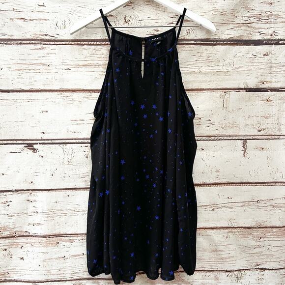 TORRID Black with Blue Stars Cold Shoulder Blouse Sz 3 - Picture 6 of 10